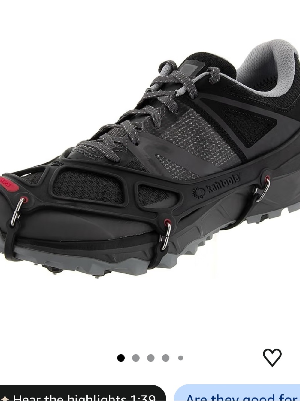 Kahtoola EXOspikes Med black footwear Traction Ice Winter Hiking Running Snow